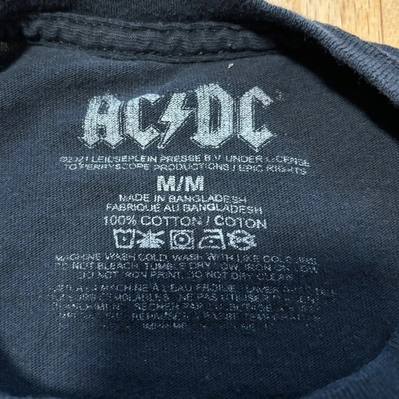 ACDC | Black & Yellow Lightning Bolt Cotton  T-Shirt - Picture 3 of 4